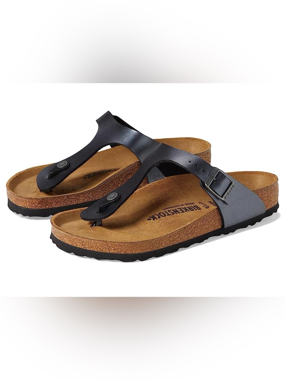 Birkenstock Gizeh BS Birko-Flor Unisex Toe Post Sandals - Metallic Black